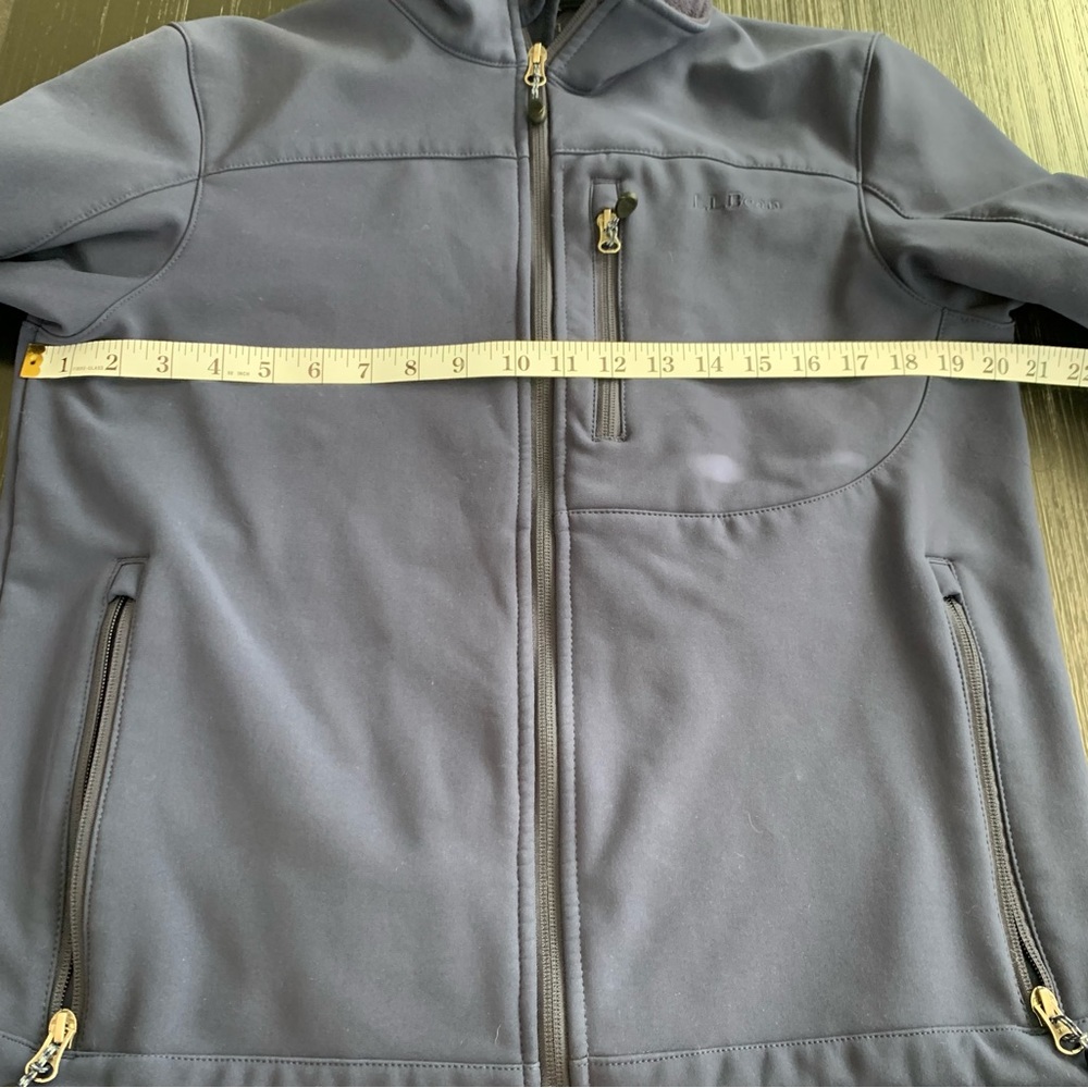 Mens LL Bean Windproof Softshell Fleece Lined Jacket Blue Sz Small Pockets Zip - Picture 5 of 12